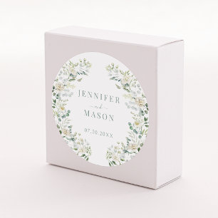 Elegant Eucalyptus Floral Wedding Bride Groom Classic Round Sticker