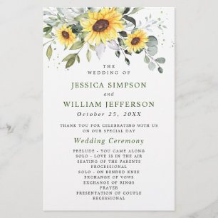 Elegant Eucalyptus Floral Wedding Ceremony Program