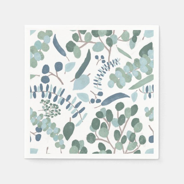 Elegant Eucalyptus Foliage Greenery Napkin (Front)