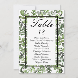 Elegant Eucalyptus Foliage Greenery Table Number 