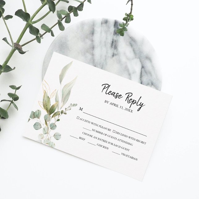 Elegant Eucalyptus Foliage Wedding RSVP Card (RSVP in style with our elegant Eucalyptus RSVP card, perfect for your wedding celebration.)