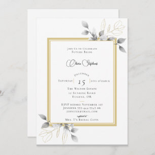 Elegant Eucalyptus Frame Calligraphy Bridal Shower Invitation