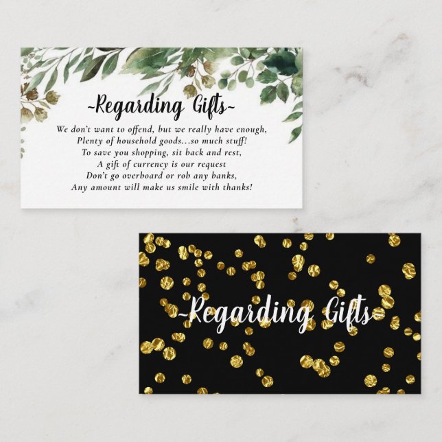 Elegant Eucalyptus Fund Instead of Gifts Cards (Front/Back)