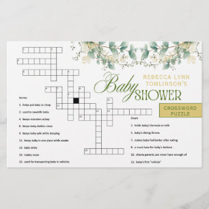 Elegant Eucalyptus Gender Neutral Baby Shower Game Stationery