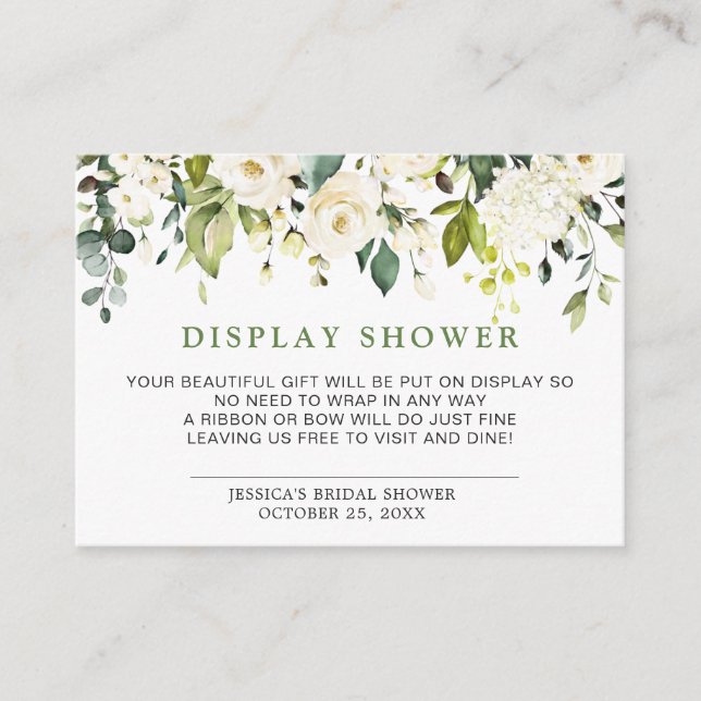 Elegant Eucalyptus Gift Bridal DISPLAY SHOWER Enclosure Card (Front)