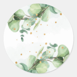 Elegant Eucalyptus & Gold – Chic Wedding Accents Classic Round Sticker