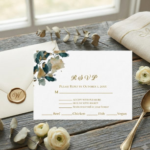 Elegant Eucalyptus Gold Foil Botanical Watercolor RSVP Card