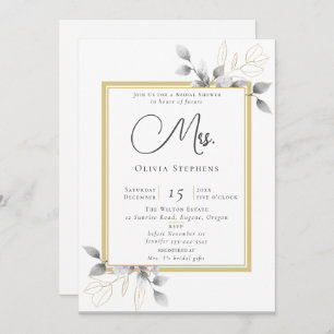 Elegant Eucalyptus Gold Future Mrs. Bridal Shower Invitation