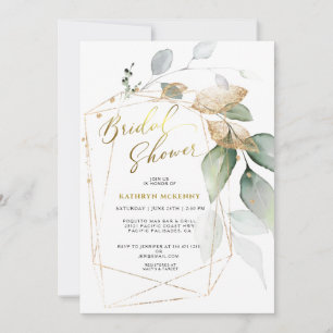 Elegant Eucalyptus Gold Greenery Bridal Shower Invitation