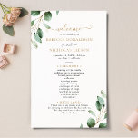 Elegant Eucalyptus Gold Greenery Wedding Program<br><div class="desc">Designed to coordinate with our Moody Greenery wedding collection,  this customisable Ceremony Program Template features watercolor eucalyptus greenery branches,  paired with an elegant script & classy serif font in gold and dark grey. To make advanced changes,  please select "Click to customise further" option under Personalise this template.</div>