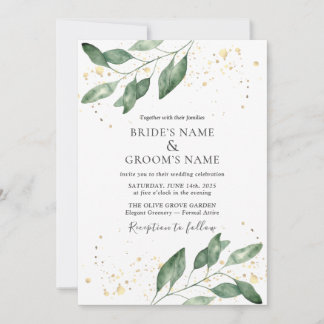 Elegant Eucalyptus Gold Wedding Invitation