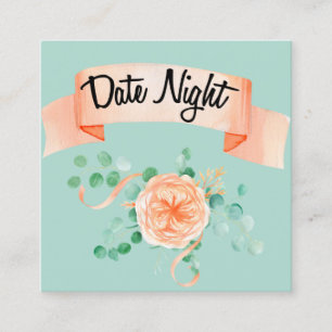 Elegant Eucalyptus Green Peach Date Night Card