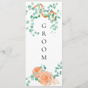 Elegant Eucalyptus Green Peach Floral Chair Sign Menu