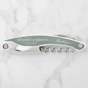 Elegant Eucalyptus Green Wedding Thank You Favours Corkscrew