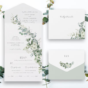 Elegant Eucalyptus Greenery  All In One Invitation