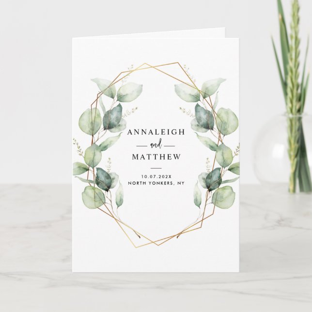 Elegant Eucalyptus Greenery All in One Wedding Invitation (Front)