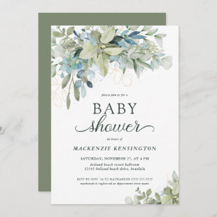 Elegant Eucalyptus Greenery Baby Shower Invitation