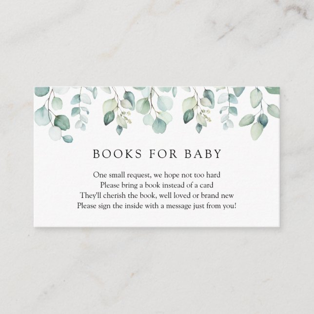 Elegant Eucalyptus Greenery Book Request  Enclosure Card (Front)