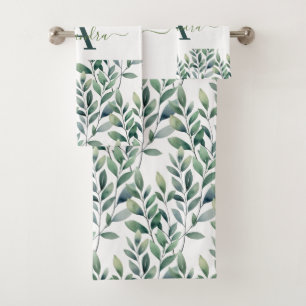 Elegant Eucalyptus Greenery Botanical Towel Set
