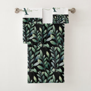Elegant Eucalyptus Greenery Botanical Towel Set