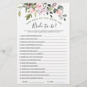Elegant Eucalyptus Greenery Bridal Shower Game