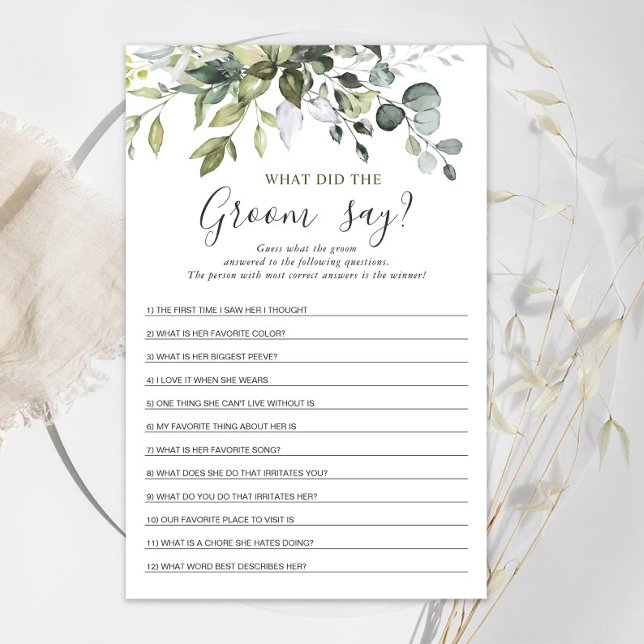 Elegant Eucalyptus Greenery Bridal Shower Game (Creator Uploaded)