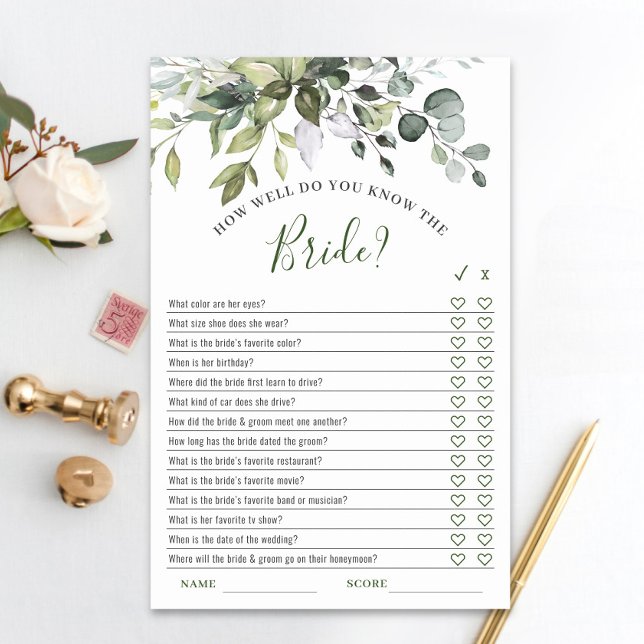 Elegant Eucalyptus Greenery Bridal Shower Game (Creator Uploaded)