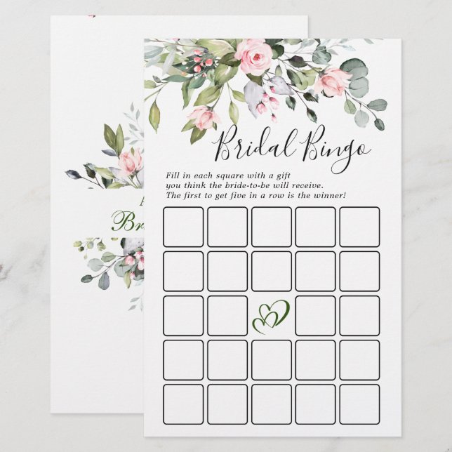 Elegant Eucalyptus Greenery Bridal Shower Game (Front/Back)