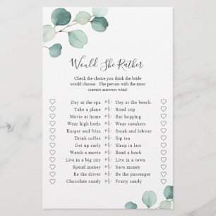Elegant Eucalyptus Greenery Bridal Shower Game
