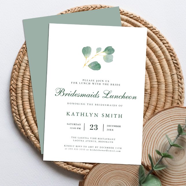 Elegant Eucalyptus Greenery Bridesmaids Luncheon Invitation (Creator Uploaded)