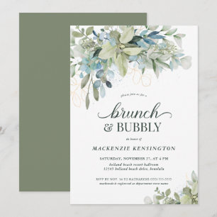 Elegant Eucalyptus Greenery Brunch Bubbly Invitation
