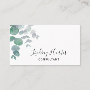 Elegant Eucalyptus Greenery Consultant Business Card