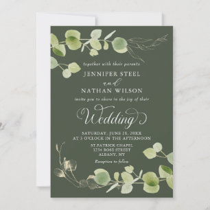 Elegant Eucalyptus Greenery Double-Sided Wedding Invitation