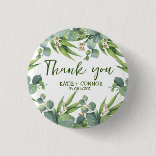 Elegant Eucalyptus Greenery Favour Thank You 3 Cm Round Badge