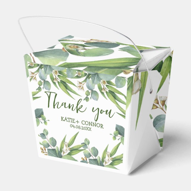 Elegant Eucalyptus Greenery Favour Thank You Box (Back Side)