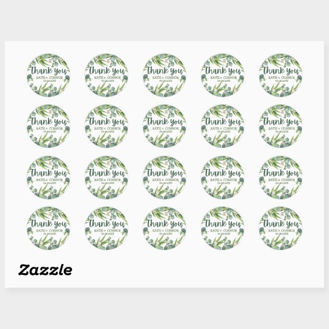 Elegant Eucalyptus Greenery Favour Thank You  Classic Round Sticker (Sheet)