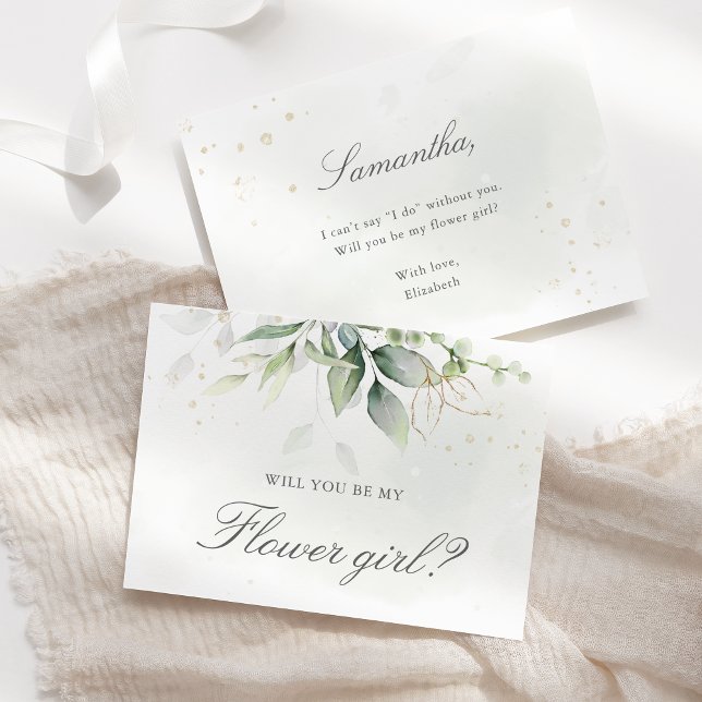 Elegant Eucalyptus Greenery Flower Girl Proposal Invitation (Creator Uploaded)
