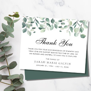 Elegant Eucalyptus Greenery Funeral Thank You Card
