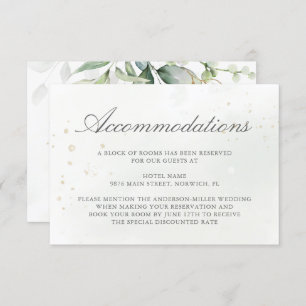 Elegant Eucalyptus Greenery Gold Accommodations Enclosure Card