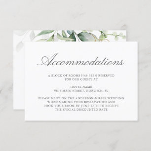 Elegant Eucalyptus Greenery Gold Accommodations Enclosure Card