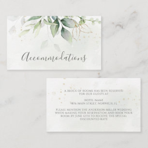 Elegant Eucalyptus Greenery Gold Accommodations Enclosure Card