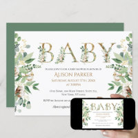 Elegant Eucalyptus Greenery Gold Alphabet