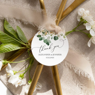 Elegant Eucalyptus Greenery gold foil Wedding Clas Favour Tags