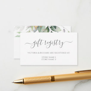 Elegant Eucalyptus Greenery Gold Gift Registry Enclosure Card
