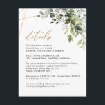 Elegant Eucalyptus Greenery Gold Info Details Enclosure Card<br><div class="desc">Designed to coordinate with our Boho Greenery Gold wedding collection,  this customizable Guest Information Details card,  features a watercolor greenery leaves with calligraphy graphic text,  paired with a classy serif & modern sans font in black. Matching items available.</div>