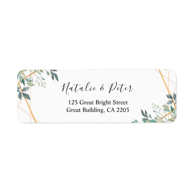 Elegant Eucalyptus Greenery Gold Return Address Label (Front)