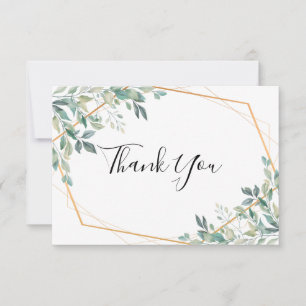 Elegant Eucalyptus Greenery Gold Thank You Card