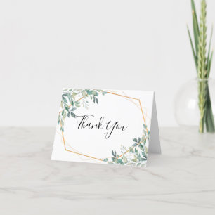 Elegant Eucalyptus Greenery Gold Thank You Card