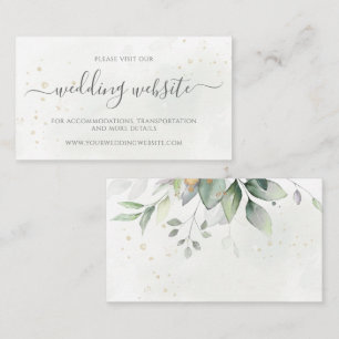 Elegant Eucalyptus Greenery Gold Wedding Website Enclosure Card