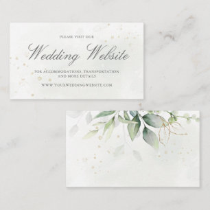 Elegant Eucalyptus Greenery Gold Wedding Website Enclosure Card